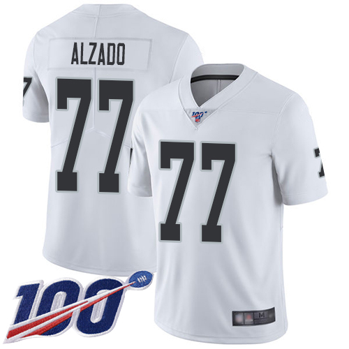 Men Oakland Raiders Limited White Lyle Alzado Road Jersey NFL Football 77 100th Season Vapor Jersey